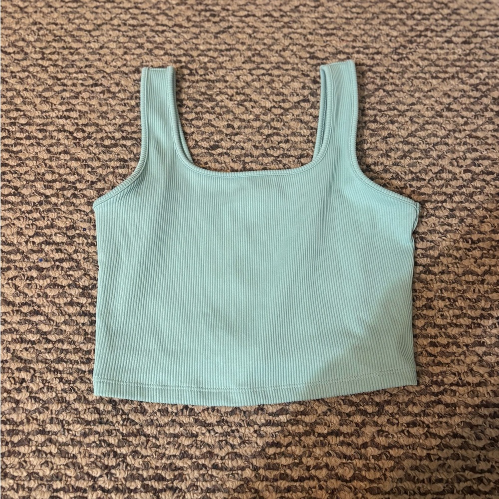 Mint Green Ribbed Crop Top